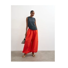 Topshop oversized cuff balloon pants in red