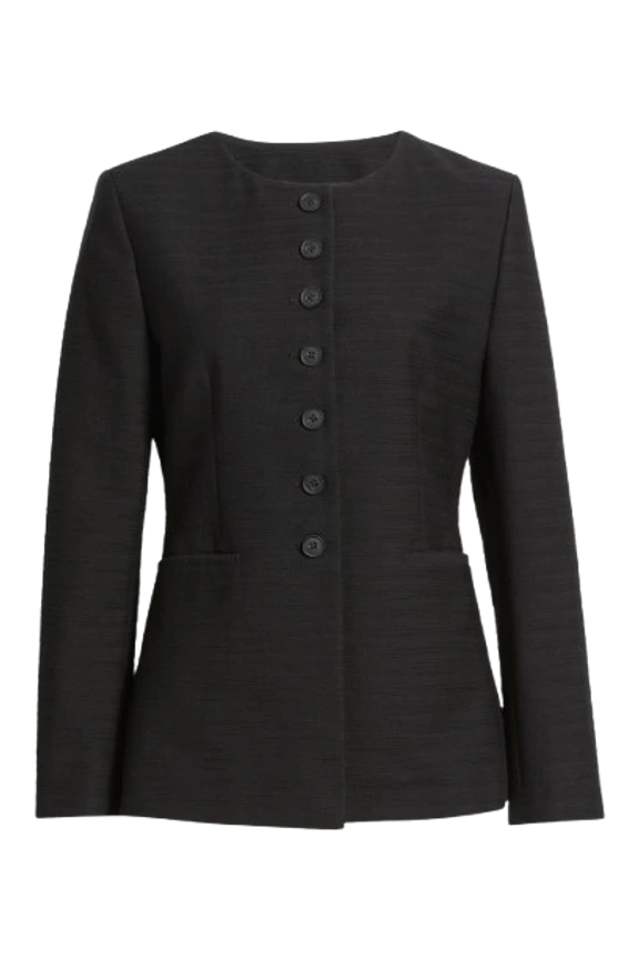 Collarless Textured Jacket