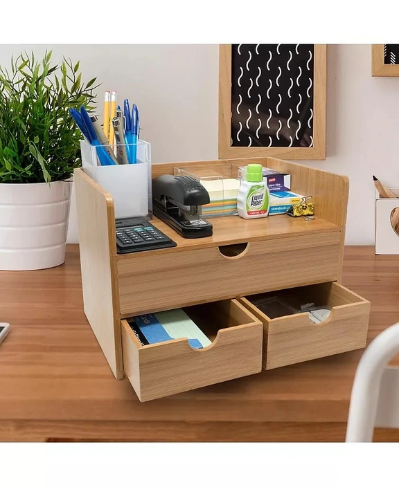 Sorbus 3-Tier Bamboo Desk Organizer