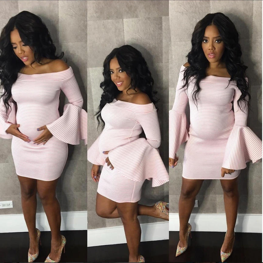 angela simmons pink dress Angela Simmons Stuns in Fashion Nova Cutout Halter Top and Maxi Skirt Set