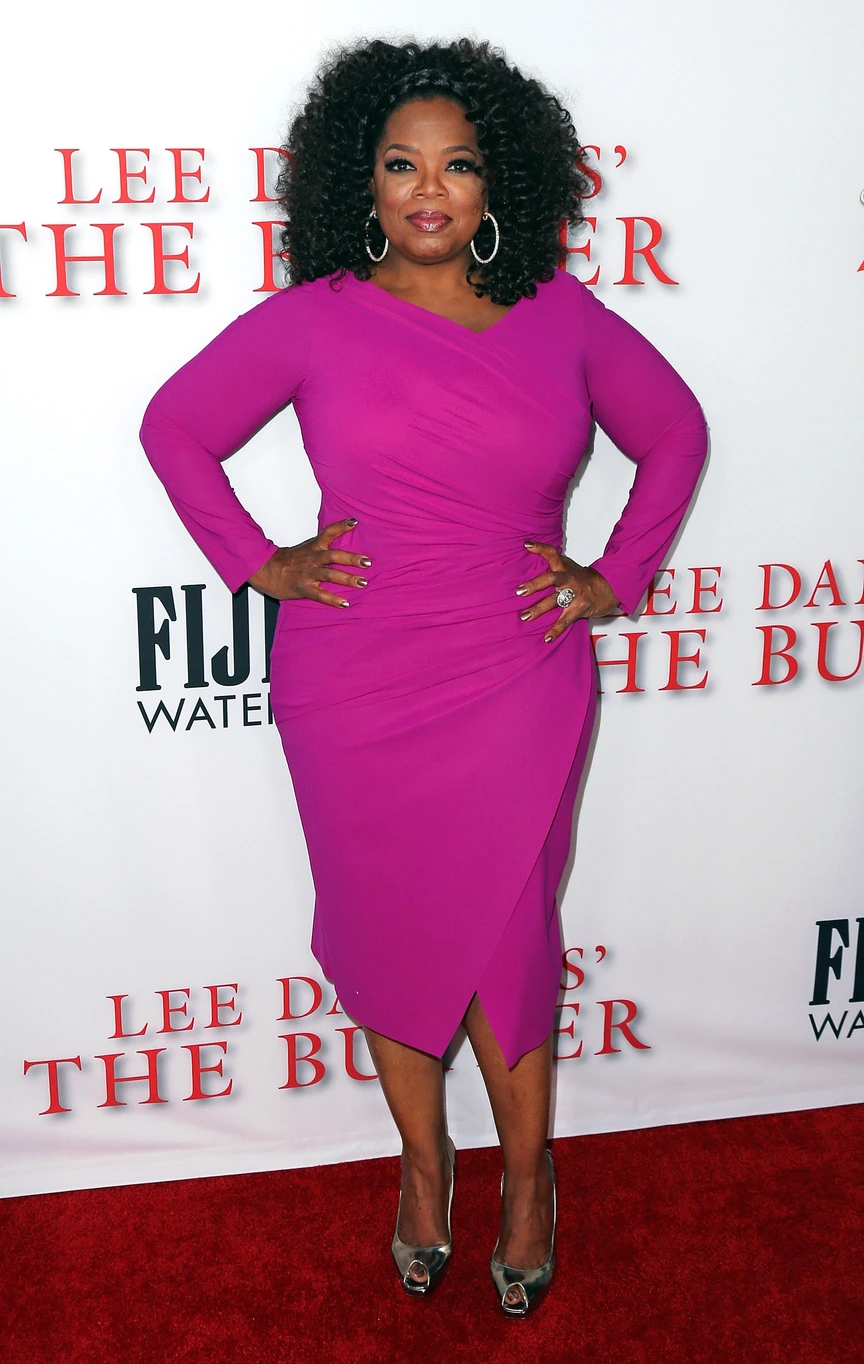 oprah red carpet dresses 24 Times Oprah Wore the Color Purple to Promote the Movie