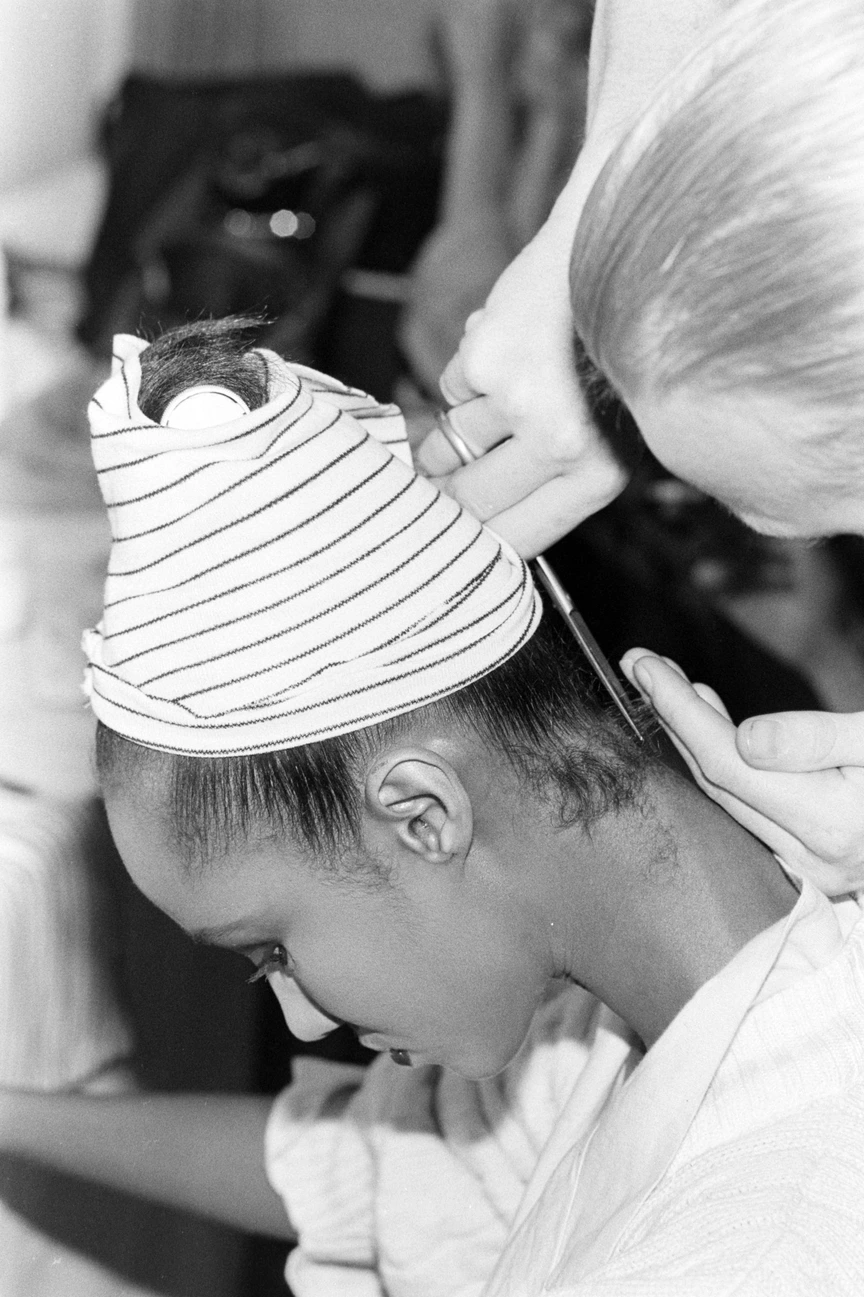 Backstage Beauty Preparation From The Bill Blass Fall 1984 Ready To Wear Fashion Show