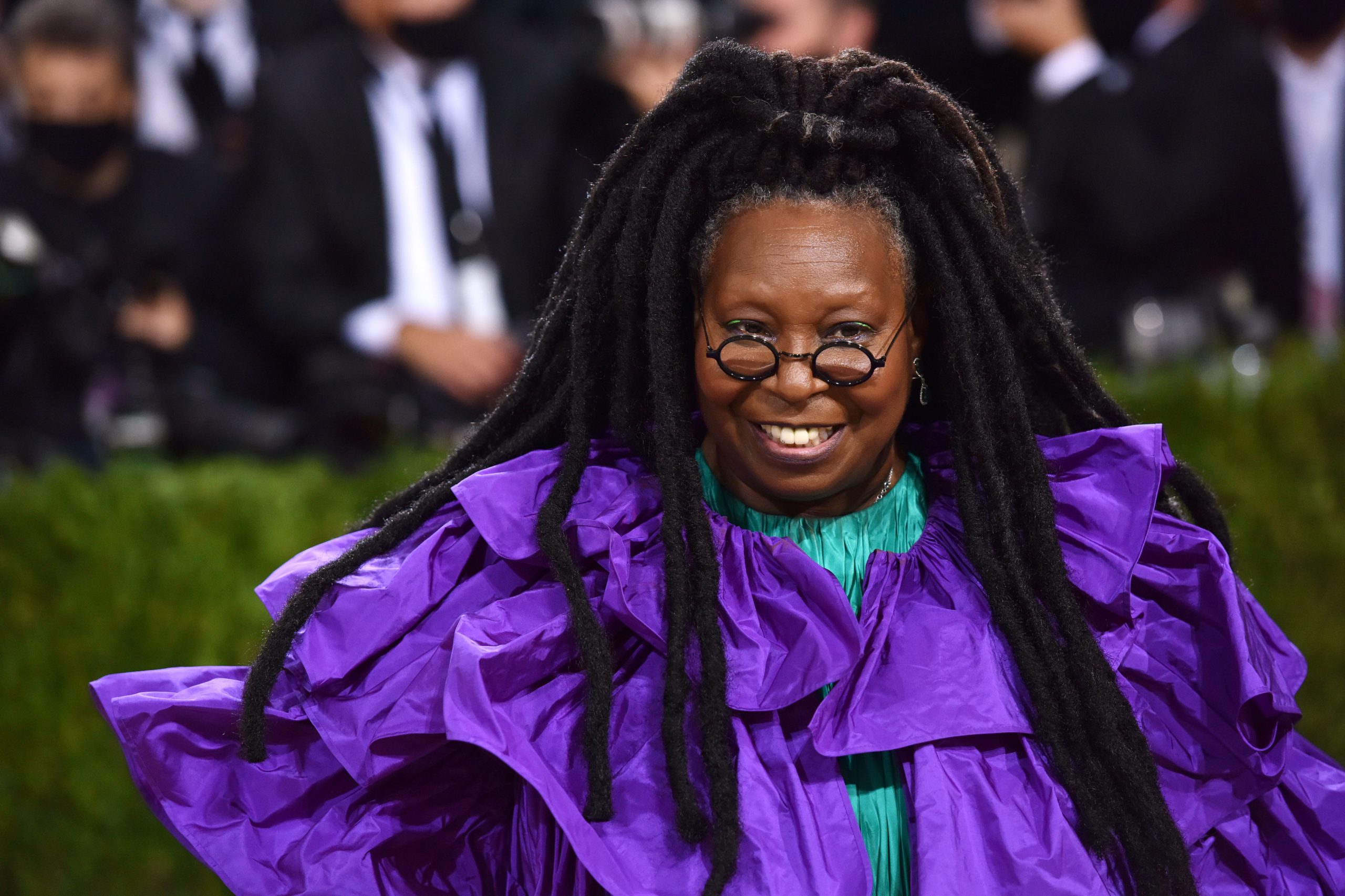 whoopi goldberg purple dress Whoopi Goldberg Wore Fairytale Gown to Oscars 2025 Red Carpet