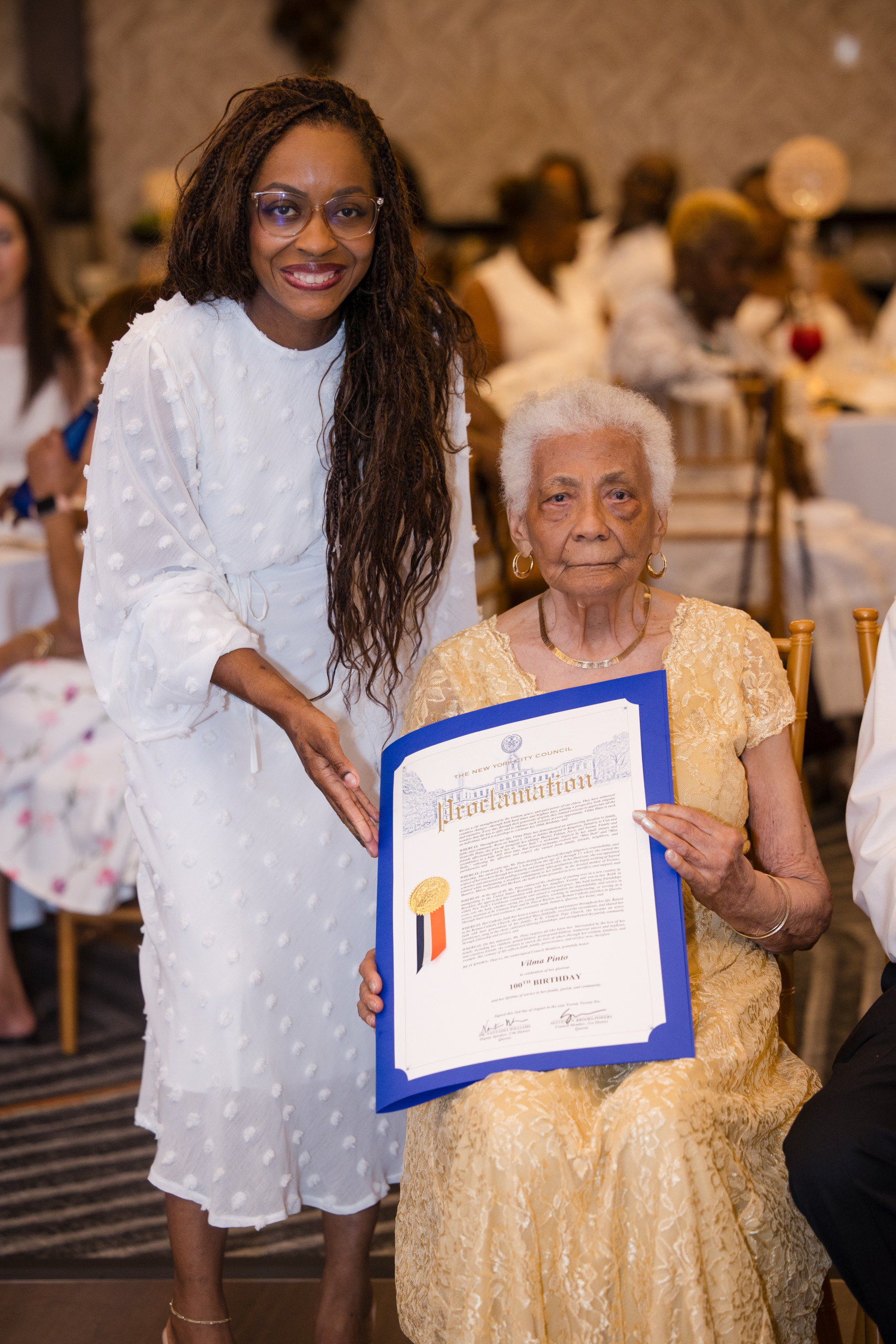 A New York City Council Proclamation honoring Pinto's milestone was presented by Council Member Selvena Brooks-Powers. (Photo credit: Box of Dreams Photography)