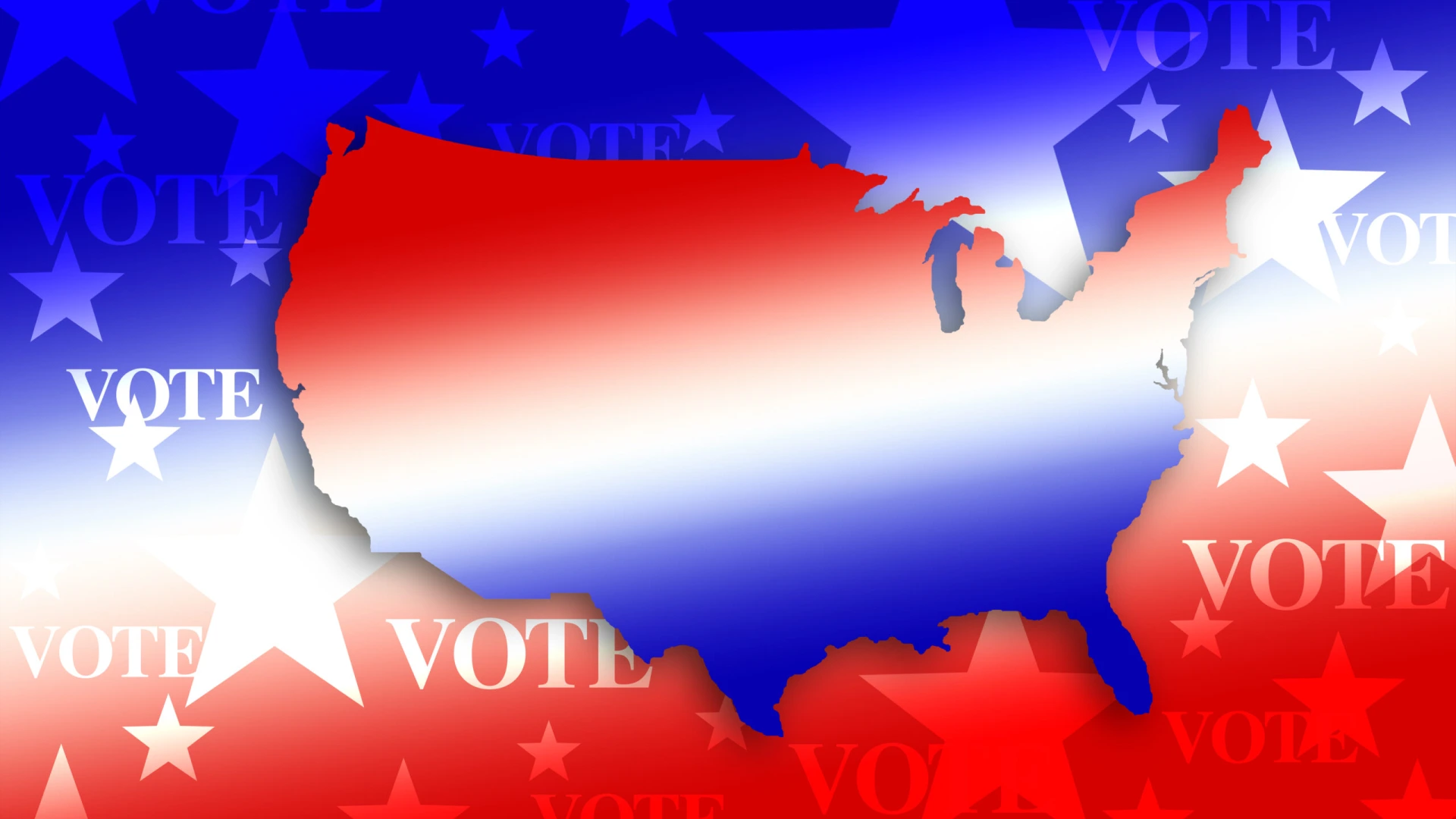 Digitally generated image of shape of USA map and vote sign