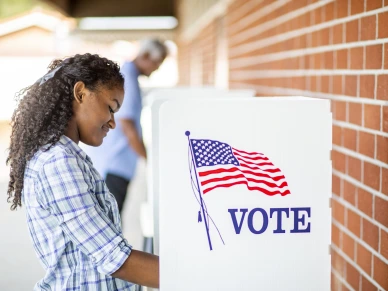 Beautiful Young Black Girl Voting