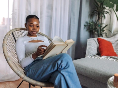 Serene reading time at home