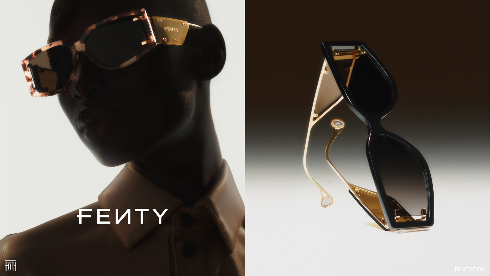 FENTY Rihanna Gold Techno Mask Sunglasses Shield Gold Brown Mirrored Reflective Rihanna main image 2